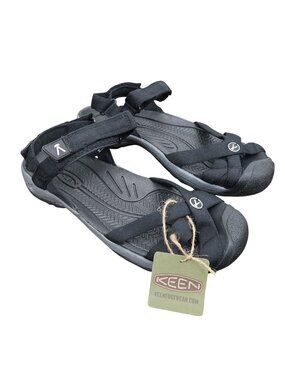 KEEN Womens 8.5 Bali Strap Black Outdoor Sandals Camping Hiking Water Shoes
